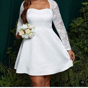 Elegant White Lace Sleeve Dress